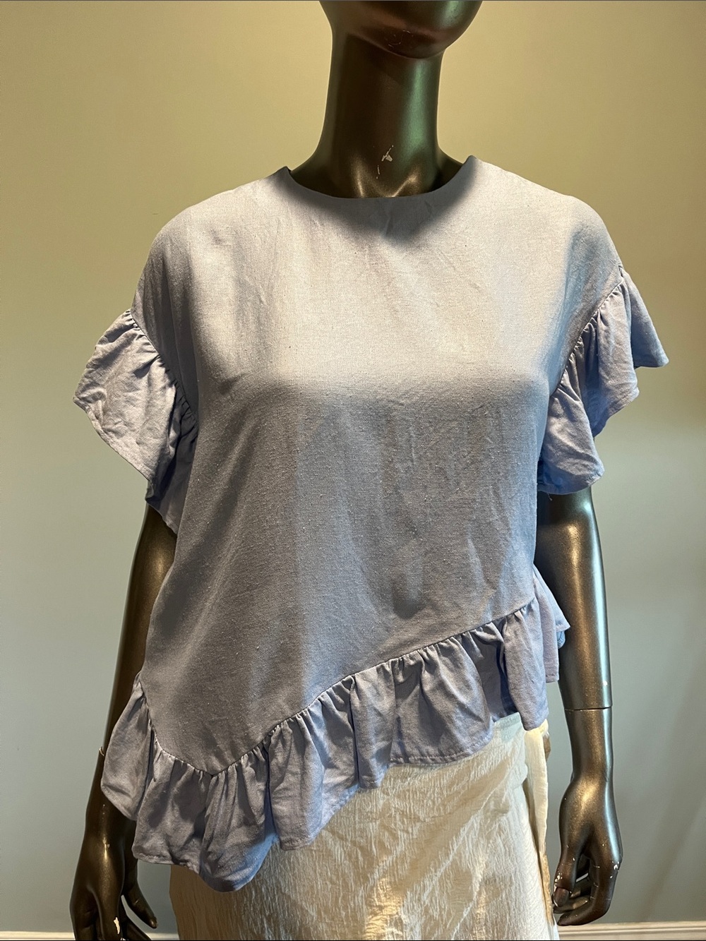 ASOS Light Blue Ruffle Sleeve Tee